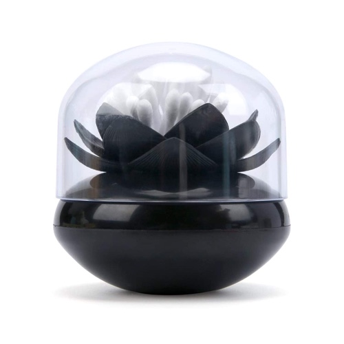 Bloss Lotus Cotton Swab Holder Cotton Swabs Bud Small QTips Box Toothpicks Container Flower Bathroom Decor - Black - Black 1 PCS
