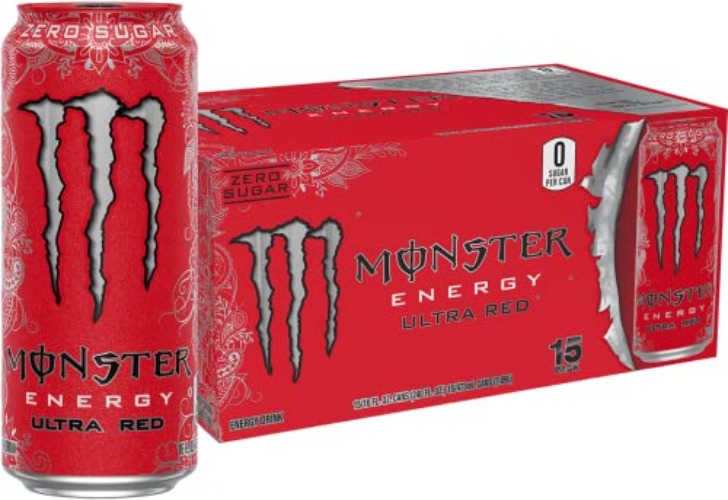 Monster Energy Ultra Red, Sugar Free Energy Drink, 16 Ounce (Pack of 15) - Ultra Red - 15 Pack