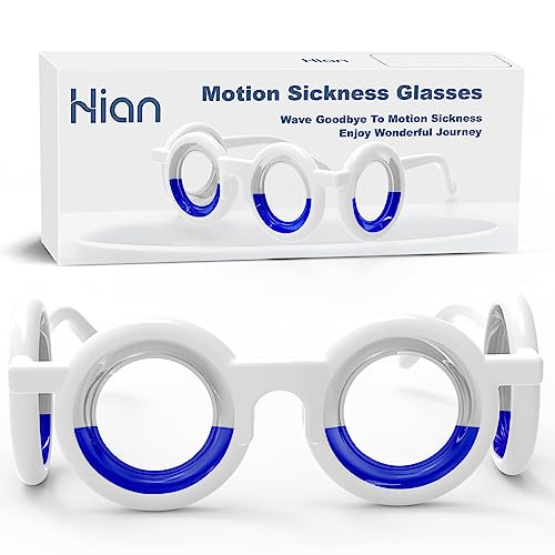 Hion Motion Sickness Glasses, Car Sickness Glasses,Relieve Carsickness Airsickness Seasickness Glasses,Anti Nausea Vertigo Glasses, No Lens Liquid Glasses for Adults or Kids(1Pair Without Bags) - 1pair Without Glasses Bag