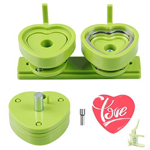 Happizza Button Maker Heart-Shaped Mold, Heart Shape Interchangeable Die Mold Button Maker Mould Suitable for Slide Rail Button Maker Machine Pin Maker Machine Button Press - heart 57mm/2.24 inch mold