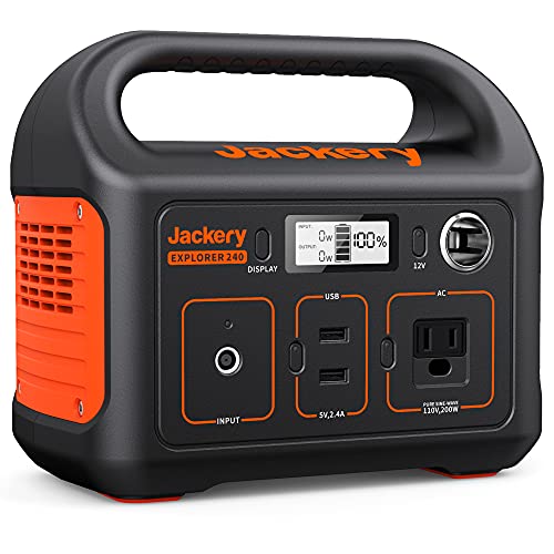 Jackery Portable Power Station Explorer 240, 240Wh Backup Lithium Battery, 110V/200W Pure Sine Wave AC Outlet, Solar Generator for Outdoors Camping Travel Hunting Emergency (Solar Panel Optional) - E240