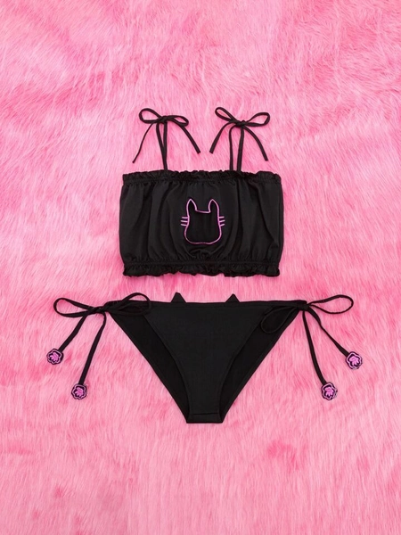 Kawaii Lettuce Trim Cut-out Lingerie Set