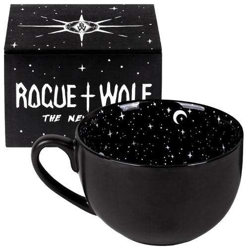 Midnight Coffee Large Mug in Gift Box by Rogue + Wolf Cute Mugs for Women Unique Halloween Spooky Witch Gifts Novelty Tea Cup Goth Decor - 17.6oz 500ml Porcelain