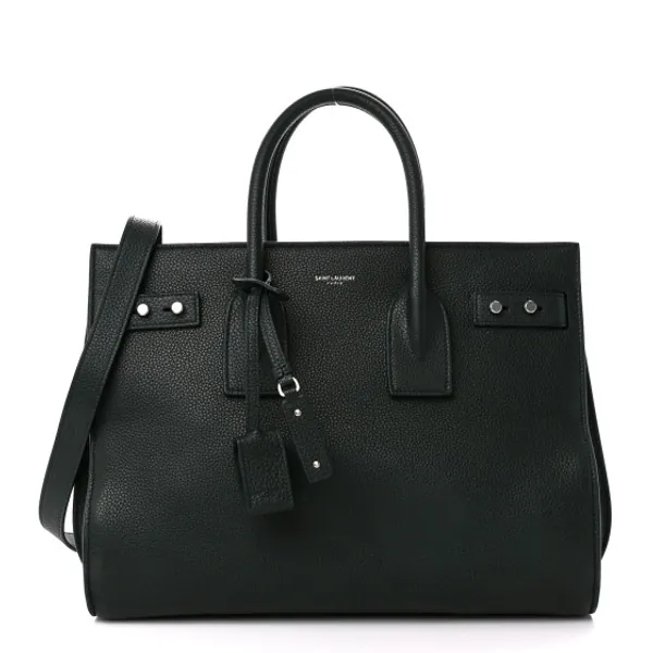 SAINT LAURENT Grained Calfskin Small Supple Sac De Jour New Vert Fonce | FASHIONPHILE