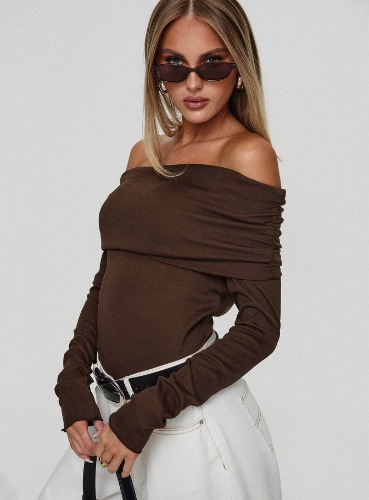 Spoilt Off The Shoulder Bodysuit Brown | US 4 / Brown