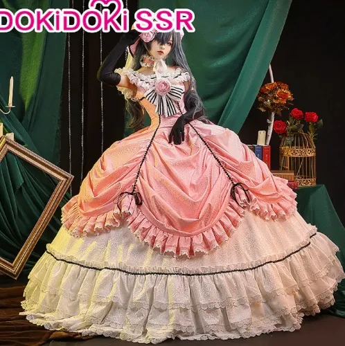 【Partially Ready For Ship】DokiDoki-SSR Anime  Black Butler Kuroshitsuji Ciel Phantomhive Lady Halloween Costume | Advanced Long Version-S-Ready For Ship