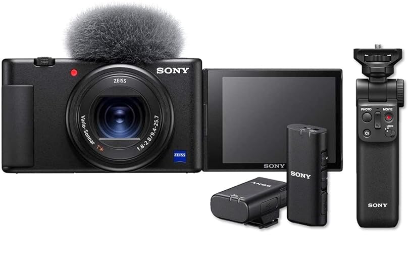 Sony Vlog camera ZV-1 | Digital Camera - Black, with Wireless Microphone and Handgrip, Bundle
