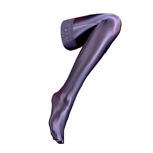 Men's Sissy High Over Knee Socks, Femboy Thigh High Oil Shiny Stockings, for Cross-dressing Exploring your feminine side. - One Size - Black