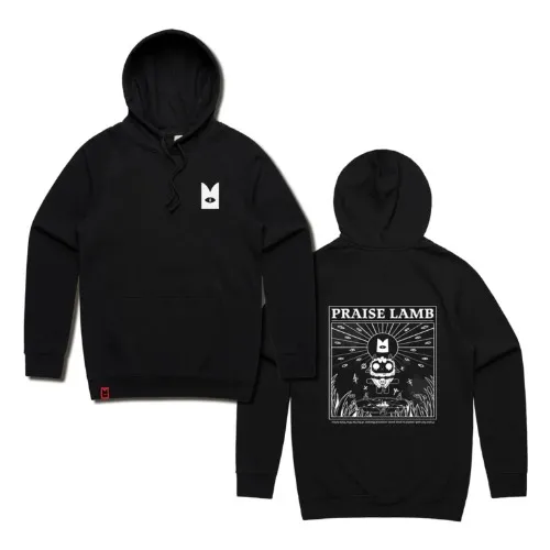 Cult of The Lamb Praise Lamb Hoodie (Black, Screen-printed) | XS