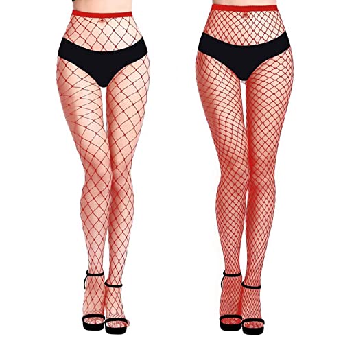 Red Fishnets - 2 Pair 