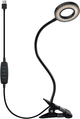 QQAPPU Clip Light Reading Lights 48 LED Clamp-on Desk Lamp with 3 Color Modes and 10 Brightness Dimmable, 360 ° Flexible Gooseneck Book Clamp Light for Video Conference Lighting Headboard - 48LED