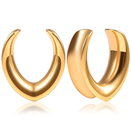 Vankula Öronkött tunnel minimalistisk plugg öronmätare rostfritt stål stretch expander piercing öronpiercing - 10mm(00G) - Guld