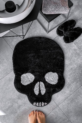 Skull Bathroom Rug | One Size / Black / 100% Polyester
