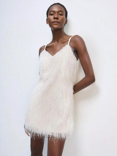 White Tassel Mini Dress
