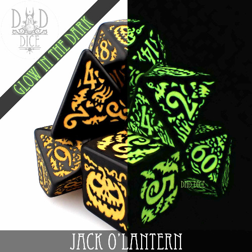 Jack O’Lantern Glow in the Dark Dice Set