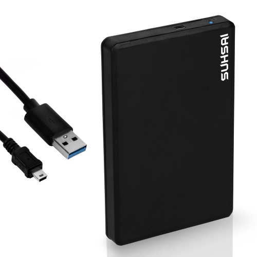 SUHSAI External Hard Drive, 2.0 USB Slim and Light Weight Portable Hardrive, 1TB Storage & Backup Drive for PC, Mac, Chromebook, Computer, Laptop (Black)
