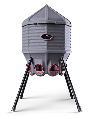 CoopWorx Poultry Feeder - 80 lb Capacity - Adjustable Height - UV Stable - Weather Resistant - 8 Feed Ports - Silo Shaped Design - Rust-Proof - Intended for Chickens/Ducks/Turkeys - Made in USA