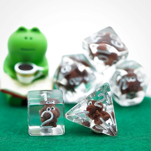 Teddy Dog DND Dice Set, Cute Animal Puppy Core Resin Dice for Dungeon and Dragons D&D RPG MTG Pathfinder - Dog Teddy