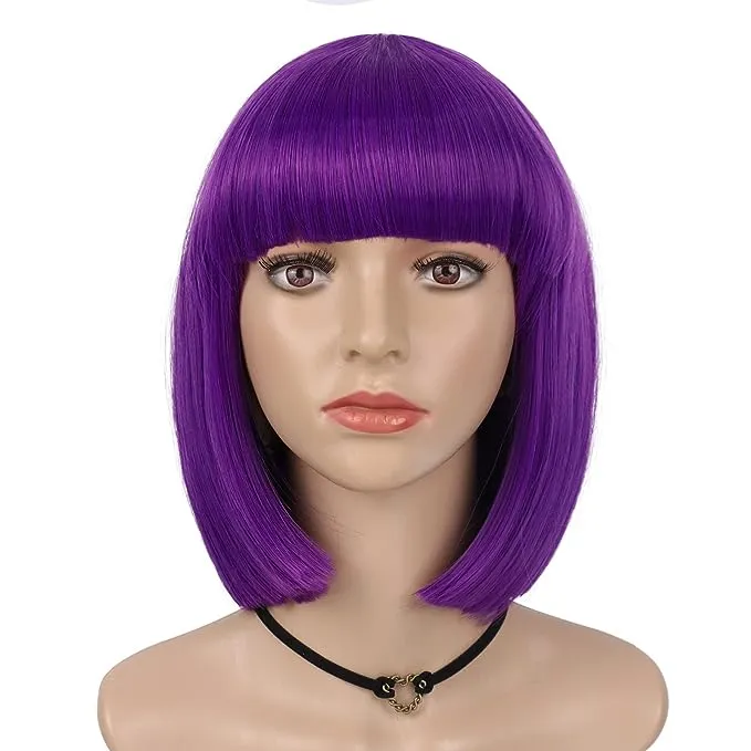 Dark Purple Wig With Bangs
