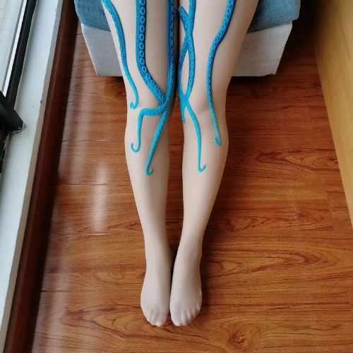 3D Textured Tentacle Pantyhose - Blue