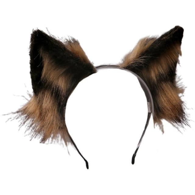 Luxurious Neko Ear Headband (10 Colors!) - Brown Black