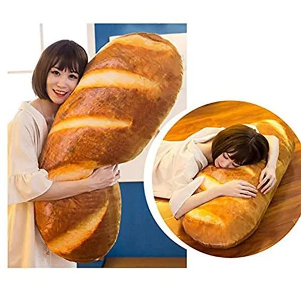 Fiacvrs 3D Simulated Bread Plush Pillow, Soft Butter Toast Bread Pillow Bread Cushion Throw Pillow Fun Food Plush Stuffed Toy, Bread Shape Pillow Lumbar Back Cushion for Home Decor - 80cm