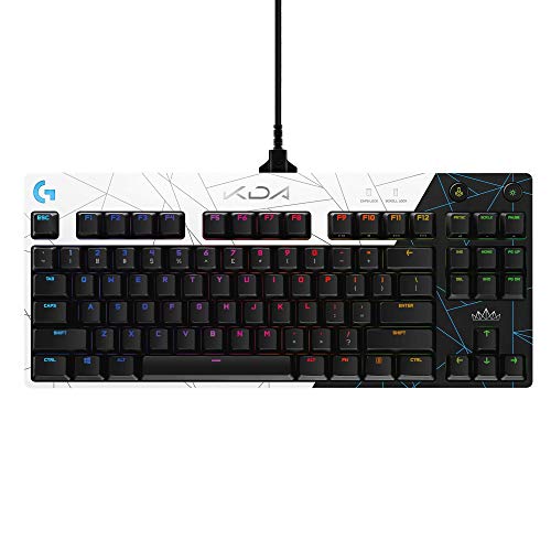 Logitech G PRO K/DA Mechanical Gaming Keyboard, Ultra-Portable Tenkeyless Design, Detachable Micro USB Cable, 16.8 Million Color LIGHTSYNC RGB backlit keys - Official League of Legends KDA Gaming Gear