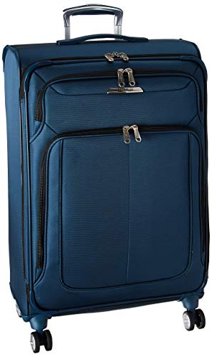 Samsonite Solyte DLX Softside Expandable Luggage with Spinner Wheels, Mediterranean Blue, Checked-Medium 25-Inch - Checked-Medium 25-Inch - Mediterranean Blue