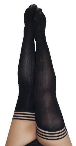 Kix`ies Stockings For Women | Thigh High Stockings with No-Slip Grip Stay Ups Thigh Bands | Womens Thigh High Stockings - D Dana Lynn Black Ribbed