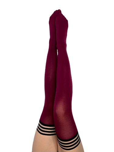 Heather: Cabernet Opaque Thigh Highs. Petite to Plus Size | D
