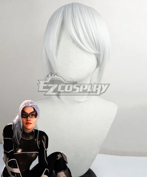 Felicia Hardy Black Cat Silver White Cosplay Wig