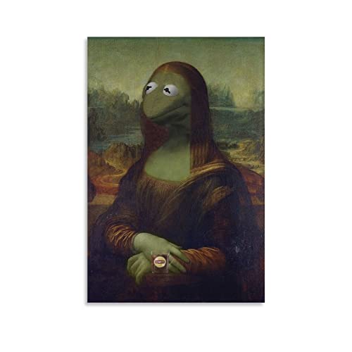 WANGXIA Funny Poster Mona Kermit Art Meme Poster Decorative Painting Canvas Wall Art Living Room Posters Wall Hanging Bedroom Painting 12x18inch(30x45cm)