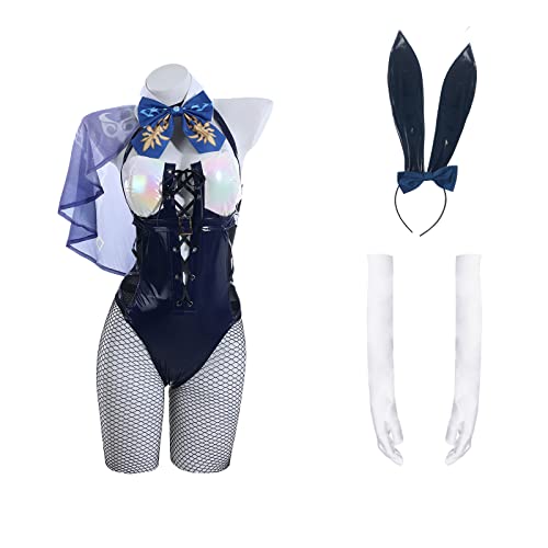 CR ROLECOS Bunny Kostüm Cosplay Frauen Cosplay Set mit Ohren Genshin Impact Bunny Kostüm Cosplay Kostüm - Eula - L