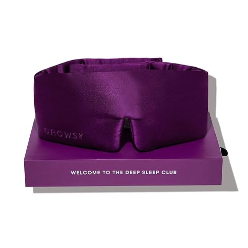 DROWSY Silk Sleep Mask. Face-Hugging, Padded Silk Cocoon for Luxury Sleep in Total Darkness. (Purple Martini) - Purple Martini