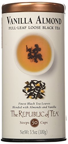 The Republic of Tea Vanilla Almond Full-Leaf Loose Black Tea 3.5 Oz Tin | Steeps 50 Cups | Caffeinated - 3.5 Ounce (Pack of 1)