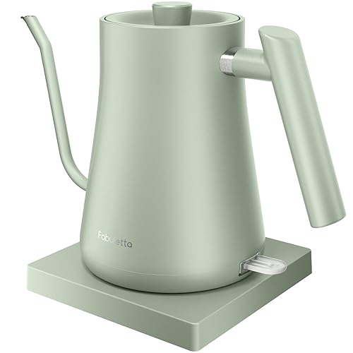 Gooseneck Electric Kettle Fabuletta 1500W Ultra Fast Boiling Water Kettle 100% Stainless Steel for Pour-over Coffee & Tea Leak-Proof Design French Press Boil-Dry Protection 1L - A-Sage Green