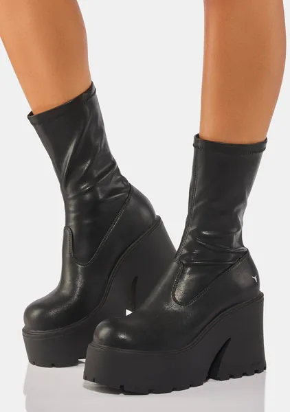 Found Black Stretch Sock Boots | US 9