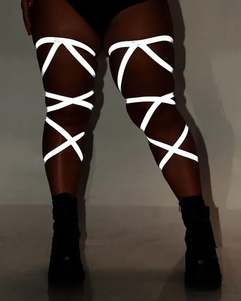 Pair of Non-Slip Reflective Leg Wraps | Silver / Plus Size