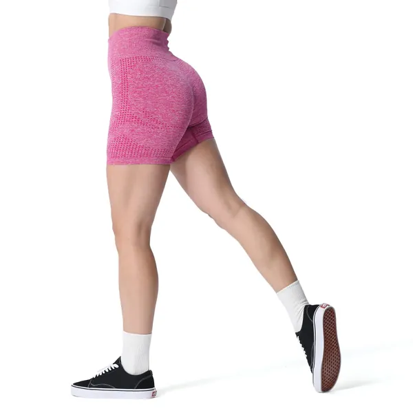 Aoxjox Vital 1.0 & 2.0 Seamless Biker Shorts for Women High Waist Workout Shorts Booty Running Yoga Shorts - A Rose Red Marl Large