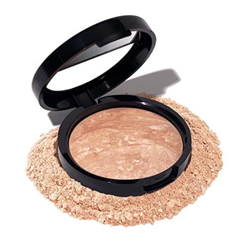 LAURA GELLER NEW YORK Award-Winning Baked Balance-n-Brighten Color Correcting Powder Foundation - Light - Buildable Light to Medium Coverage - Demi-Matte Natural Finish - 03 Light