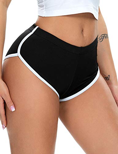 Aislor Women's Summer Yoga Sports Gym Dolphin Booty Shorts Low Rise Festival Rave Bottoms - S - Black