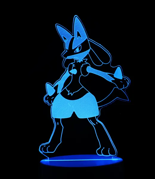 Lucario Legendary Acrylic LED Lamp 16 Color Changing + Remote & Led Base
