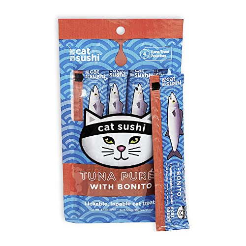 Cat Sushi Tuna Puree with Bonito Lickable Cat Treat - 4pk - Bonito (Tuna) - 0.53 Ounce (Pack of 4)
