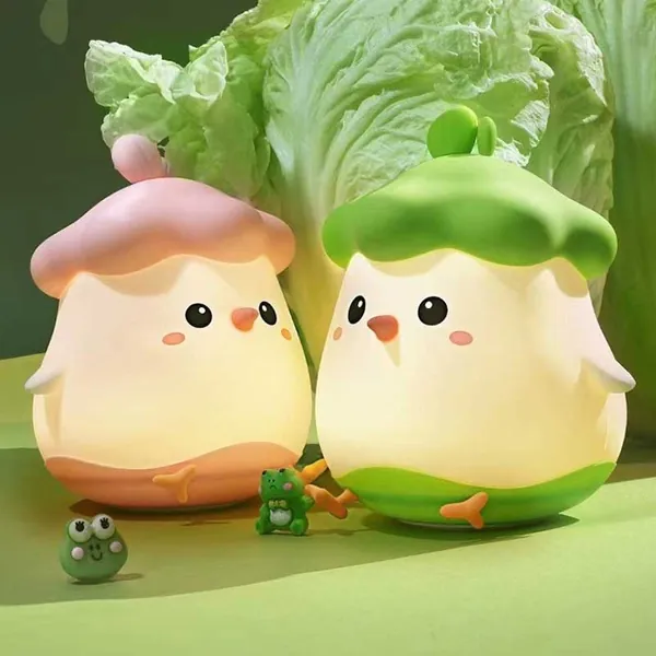 Cabbage Chick Night Light Cute Chick Lamp LED Lights Funny Bedroom Lamp - Green