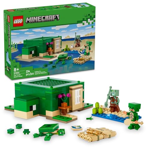 LEGO Minecraft The Turtle Beach House Construction Toy, Minecraft House Building Set with Turtle Figures, Accessories, and Characters from The Game, Gift for 8 Year Old Gamers, Boys and Girls, 21254 - Multicolor