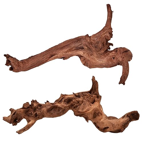 majoywoo Natural Large Driftwood for Aquarium Decor Reptile Decor, Fewer Branches 12.5-18" 2Pcs - Mopani Driftwood 12.5 to 18 Inch (Pack of 2)