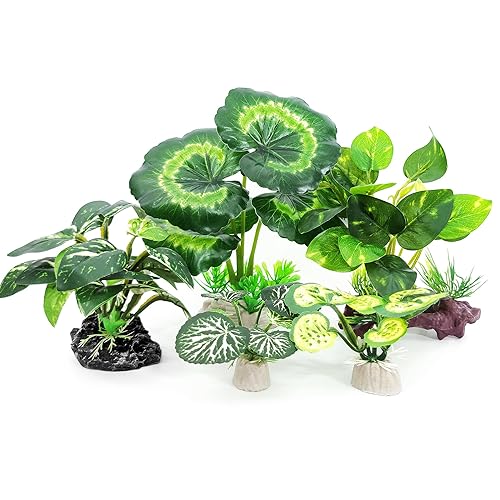 Vtapliea 5 Pack Aquarium Decorations Tall Aquarium Plants Reptile Plants Betta Fish Tank Realistic Plants for Aquarium Green - B-5pcs Set/Green