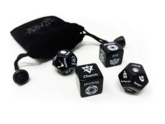 Citadel Black Character Randomizer Dice Set - Randomize Class, Race, & Alignment for Characters or NPCs, Made for Dungeons and Dragons 5th Edition & Other Tabletop Role-Playing Games