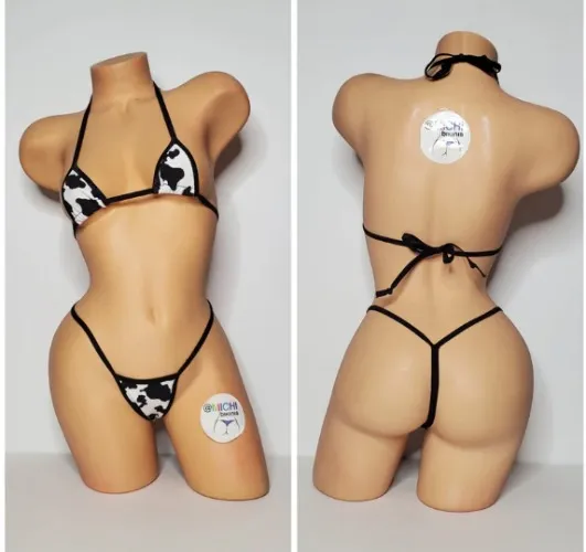 Black and White Cow Print Micro Bikini