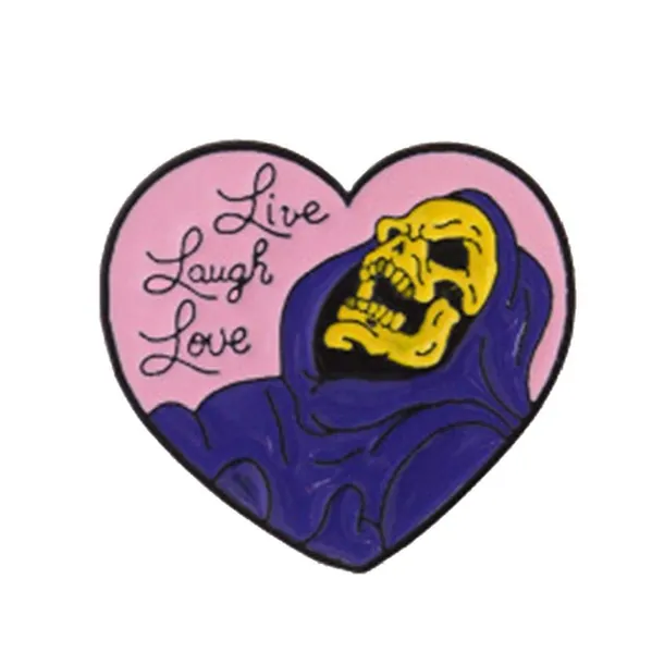 Skeletor Heart Shape Enamel Lapel Badge Halloween Gothic Brooch Lapel Pins